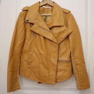 Mustard yellow faux leather jacket